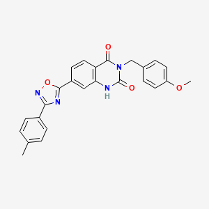 molecular formula C25H20N4O4 B11269988 3-(4-methoxybenzyl)-7-(3-(p-tolyl)-1,2,4-oxadiazol-5-yl)quinazoline-2,4(1H,3H)-dione 