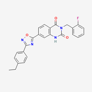 molecular formula C25H19FN4O3 B11270005 7-(3-(4-ethylphenyl)-1,2,4-oxadiazol-5-yl)-3-(2-fluorobenzyl)quinazoline-2,4(1H,3H)-dione 