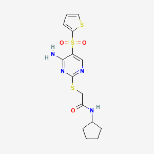 2-((4-amino-5-(thiophen-2-ylsulfonyl)pyrimidin-2-yl)thio)-N-cyclopentylacetamide