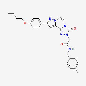 molecular formula C27H28N6O3 B11270024 2-[9-(4-butoxyphenyl)-3-oxopyrazolo[1,5-a][1,2,4]triazolo[3,4-c]pyrazin-2(3H)-yl]-N-(4-methylbenzyl)acetamide 