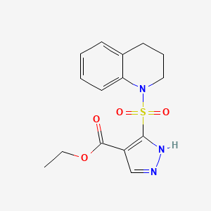 molecular formula C15H17N3O4S B11270038 ethyl 5-(3,4-dihydroquinolin-1(2H)-ylsulfonyl)-1H-pyrazole-4-carboxylate 