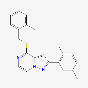 2-(2,5-Dimethylphenyl)-4-[(2-methylbenzyl)sulfanyl]pyrazolo[1,5-a]pyrazine