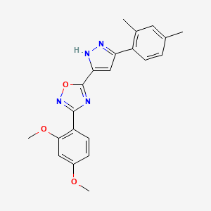 3-(2,4-dimethoxyphenyl)-5-[3-(2,4-dimethylphenyl)-1H-pyrazol-5-yl]-1,2,4-oxadiazole