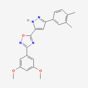 molecular formula C21H20N4O3 B11270088 3-(3,5-dimethoxyphenyl)-5-[3-(3,4-dimethylphenyl)-1H-pyrazol-5-yl]-1,2,4-oxadiazole 