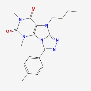 9-butyl-5,7-dimethyl-3-(4-methylphenyl)-5H,6H,7H,8H,9H-[1,2,4]triazolo[3,4-h]purine-6,8-dione