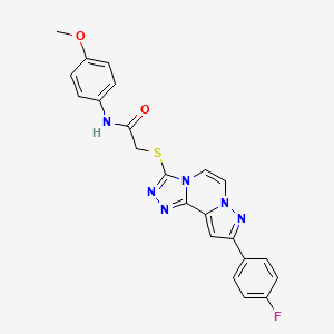 molecular formula C22H17FN6O2S B11270180 2-((9-(4-fluorophenyl)pyrazolo[1,5-a][1,2,4]triazolo[3,4-c]pyrazin-3-yl)thio)-N-(4-methoxyphenyl)acetamide 