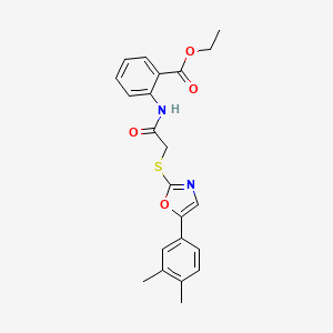 Ethyl 2-(2-((5-(3,4-dimethylphenyl)oxazol-2-yl)thio)acetamido)benzoate