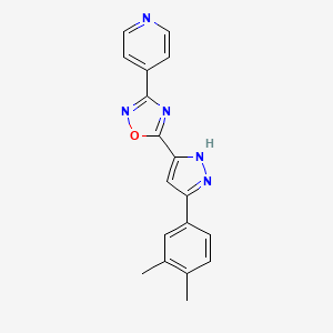 4-{5-[3-(3,4-dimethylphenyl)-1H-pyrazol-5-yl]-1,2,4-oxadiazol-3-yl}pyridine