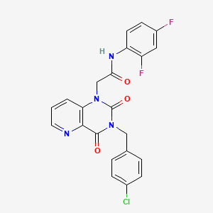 molecular formula C22H15ClF2N4O3 B11270207 2-(3-(4-chlorobenzyl)-2,4-dioxo-3,4-dihydropyrido[3,2-d]pyrimidin-1(2H)-yl)-N-(2,4-difluorophenyl)acetamide 