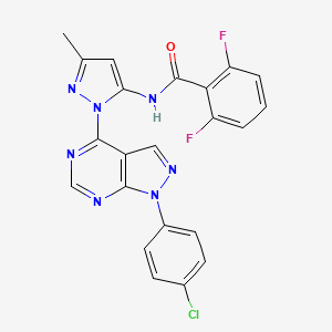 molecular formula C22H14ClF2N7O B11270224 N-(1-(1-(4-chlorophenyl)-1H-pyrazolo[3,4-d]pyrimidin-4-yl)-3-methyl-1H-pyrazol-5-yl)-2,6-difluorobenzamide 