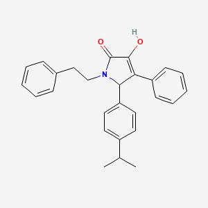 molecular formula C27H27NO2 B11270272 3-hydroxy-4-phenyl-1-(2-phenylethyl)-5-[4-(propan-2-yl)phenyl]-1,5-dihydro-2H-pyrrol-2-one 