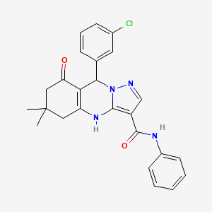 9-(3-chlorophenyl)-6,6-dimethyl-8-oxo-N-phenyl-4,5,6,7,8,9-hexahydropyrazolo[5,1-b]quinazoline-3-carboxamide