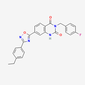 molecular formula C25H19FN4O3 B11270304 7-(3-(4-ethylphenyl)-1,2,4-oxadiazol-5-yl)-3-(4-fluorobenzyl)quinazoline-2,4(1H,3H)-dione 