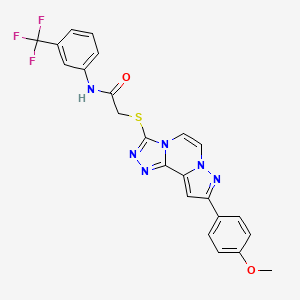 molecular formula C23H17F3N6O2S B11270479 2-((9-(4-methoxyphenyl)pyrazolo[1,5-a][1,2,4]triazolo[3,4-c]pyrazin-3-yl)thio)-N-(3-(trifluoromethyl)phenyl)acetamide 