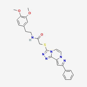 molecular formula C25H24N6O3S B11270487 N-(3,4-dimethoxyphenethyl)-2-((9-phenylpyrazolo[1,5-a][1,2,4]triazolo[3,4-c]pyrazin-3-yl)thio)acetamide 