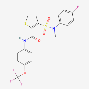 molecular formula C19H14F4N2O4S2 B11270496 3-[(4-fluorophenyl)(methyl)sulfamoyl]-N-[4-(trifluoromethoxy)phenyl]thiophene-2-carboxamide 