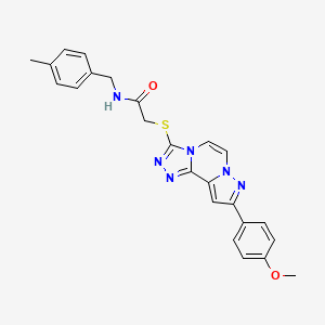 molecular formula C24H22N6O2S B11270552 2-[[11-(4-methoxyphenyl)-3,4,6,9,10-pentazatricyclo[7.3.0.02,6]dodeca-1(12),2,4,7,10-pentaen-5-yl]sulfanyl]-N-[(4-methylphenyl)methyl]acetamide 