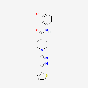 molecular formula C21H22N4O2S B11270586 N-(3-Methoxyphenyl)-1-[6-(thiophen-2-YL)pyridazin-3-YL]piperidine-4-carboxamide 