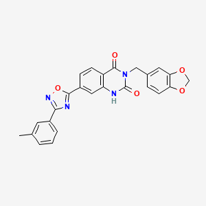 3-(1,3-benzodioxol-5-ylmethyl)-7-[3-(3-methylphenyl)-1,2,4-oxadiazol-5-yl]quinazoline-2,4(1H,3H)-dione