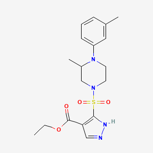 molecular formula C18H24N4O4S B11270608 ethyl 5-{[3-methyl-4-(3-methylphenyl)piperazin-1-yl]sulfonyl}-1H-pyrazole-4-carboxylate 