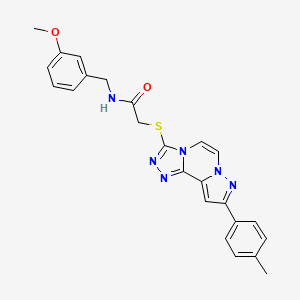 molecular formula C24H22N6O2S B11270621 N-(3-Methoxybenzyl)-2-{[9-(4-methylphenyl)pyrazolo[1,5-A][1,2,4]triazolo[3,4-C]pyrazin-3-YL]sulfanyl}acetamide 