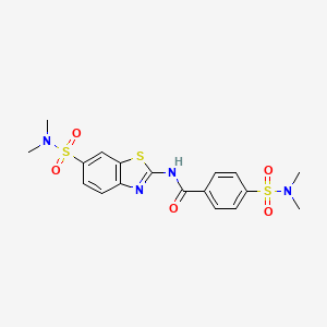 4-(dimethylsulfamoyl)-N-[6-(dimethylsulfamoyl)-1,3-benzothiazol-2-yl]benzamide