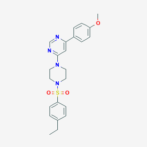 molecular formula C23H26N4O3S B11270684 4-[4-(4-Ethylbenzenesulfonyl)piperazin-1-YL]-6-(4-methoxyphenyl)pyrimidine 