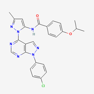 molecular formula C25H22ClN7O2 B11270693 N-(1-(1-(4-chlorophenyl)-1H-pyrazolo[3,4-d]pyrimidin-4-yl)-3-methyl-1H-pyrazol-5-yl)-4-isopropoxybenzamide 