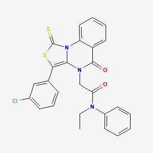 2-(3-(3-chlorophenyl)-5-oxo-1-thioxo-1H-thiazolo[3,4-a]quinazolin-4(5H)-yl)-N-ethyl-N-phenylacetamide