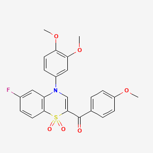 molecular formula C24H20FNO6S B11270709 [4-(3,4-dimethoxyphenyl)-6-fluoro-1,1-dioxido-4H-1,4-benzothiazin-2-yl](4-methoxyphenyl)methanone 