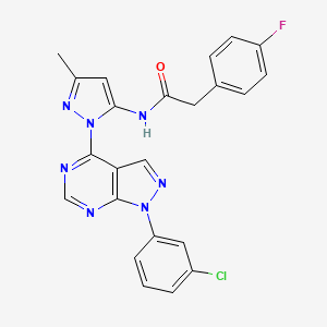 N-{1-[1-(3-chlorophenyl)-1H-pyrazolo[3,4-d]pyrimidin-4-yl]-3-methyl-1H-pyrazol-5-yl}-2-(4-fluorophenyl)acetamide