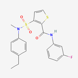 molecular formula C20H19FN2O3S2 B11270736 3-[(4-ethylphenyl)(methyl)sulfamoyl]-N-(3-fluorophenyl)thiophene-2-carboxamide 