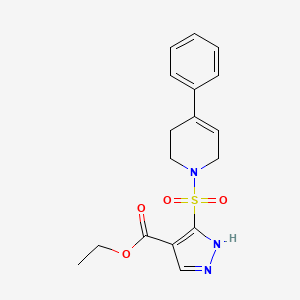 molecular formula C17H19N3O4S B11270758 ethyl 5-[(4-phenyl-3,6-dihydropyridin-1(2H)-yl)sulfonyl]-1H-pyrazole-4-carboxylate 