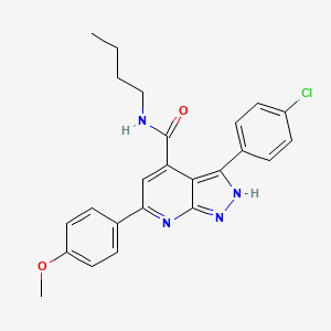 N-butyl-3-(4-chlorophenyl)-6-(4-methoxyphenyl)-1H-pyrazolo[3,4-b]pyridine-4-carboxamide