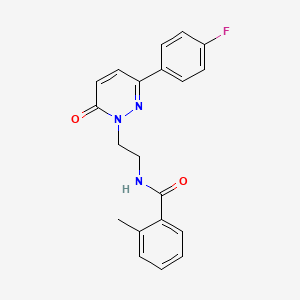 molecular formula C20H18FN3O2 B11270800 N-(2-(3-(4-fluorophenyl)-6-oxopyridazin-1(6H)-yl)ethyl)-2-methylbenzamide 