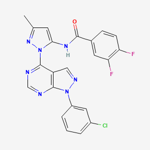 molecular formula C22H14ClF2N7O B11270806 N-(1-(1-(3-chlorophenyl)-1H-pyrazolo[3,4-d]pyrimidin-4-yl)-3-methyl-1H-pyrazol-5-yl)-3,4-difluorobenzamide 