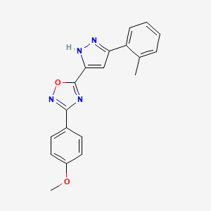 molecular formula C19H16N4O2 B11270826 3-(4-methoxyphenyl)-5-[3-(2-methylphenyl)-1H-pyrazol-5-yl]-1,2,4-oxadiazole 