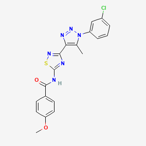 molecular formula C19H15ClN6O2S B11270832 N-{3-[1-(3-chlorophenyl)-5-methyl-1H-1,2,3-triazol-4-yl]-1,2,4-thiadiazol-5-yl}-4-methoxybenzamide 