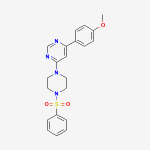 molecular formula C21H22N4O3S B11270843 4-(4-Methoxyphenyl)-6-(4-(phenylsulfonyl)piperazin-1-yl)pyrimidine 