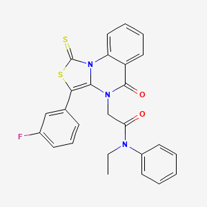 N-ethyl-2-(3-(3-fluorophenyl)-5-oxo-1-thioxo-1H-thiazolo[3,4-a]quinazolin-4(5H)-yl)-N-phenylacetamide