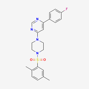 molecular formula C22H23FN4O2S B11270871 4-[4-(2,5-Dimethylbenzenesulfonyl)piperazin-1-YL]-6-(4-fluorophenyl)pyrimidine 