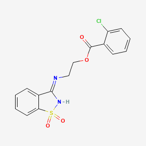 molecular formula C16H13ClN2O4S B11270894 2-[(1,1-Dioxido-1,2-benzothiazol-3-yl)amino]ethyl 2-chlorobenzoate 