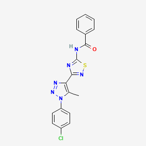 molecular formula C18H13ClN6OS B11270901 N-{3-[1-(4-chlorophenyl)-5-methyl-1H-1,2,3-triazol-4-yl]-1,2,4-thiadiazol-5-yl}benzamide 