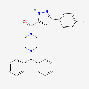 molecular formula C27H25FN4O B11270902 1-(Diphenylmethyl)-4-[3-(4-fluorophenyl)-1H-pyrazole-5-carbonyl]piperazine 