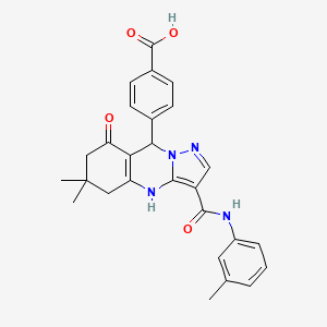 4-{6,6-Dimethyl-3-[(3-methylphenyl)carbamoyl]-8-oxo-4,5,6,7,8,9-hexahydropyrazolo[5,1-b]quinazolin-9-yl}benzoic acid