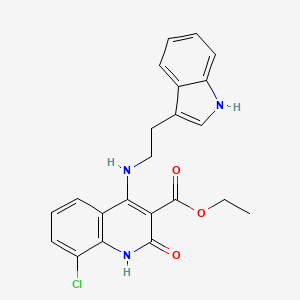 molecular formula C22H20ClN3O3 B11270950 ethyl 4-((2-(1H-indol-3-yl)ethyl)amino)-8-chloro-2-oxo-1,2-dihydroquinoline-3-carboxylate 