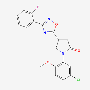 1-(5-Chloro-2-methoxyphenyl)-4-[3-(2-fluorophenyl)-1,2,4-oxadiazol-5-yl]pyrrolidin-2-one