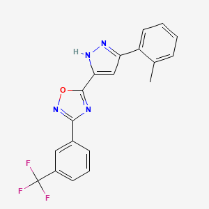 molecular formula C19H13F3N4O B11270976 5-[3-(2-methylphenyl)-1H-pyrazol-5-yl]-3-[3-(trifluoromethyl)phenyl]-1,2,4-oxadiazole 