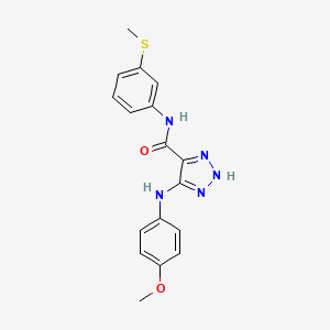 molecular formula C17H17N5O2S B11271012 5-((4-methoxyphenyl)amino)-N-(3-(methylthio)phenyl)-1H-1,2,3-triazole-4-carboxamide 