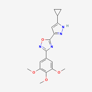 molecular formula C17H18N4O4 B11271013 5-(5-cyclopropyl-1H-pyrazol-3-yl)-3-(3,4,5-trimethoxyphenyl)-1,2,4-oxadiazole 